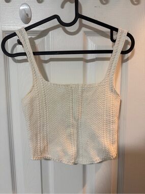 stradivarius Cream Knit Square-Neck Tank